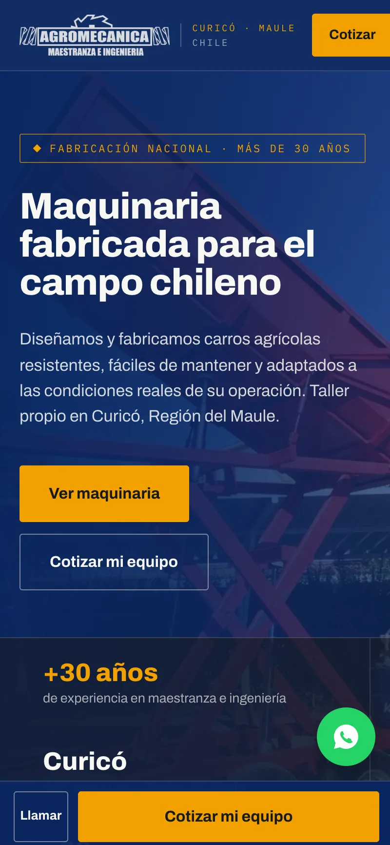 Pantalla del sistema de Agromecánica