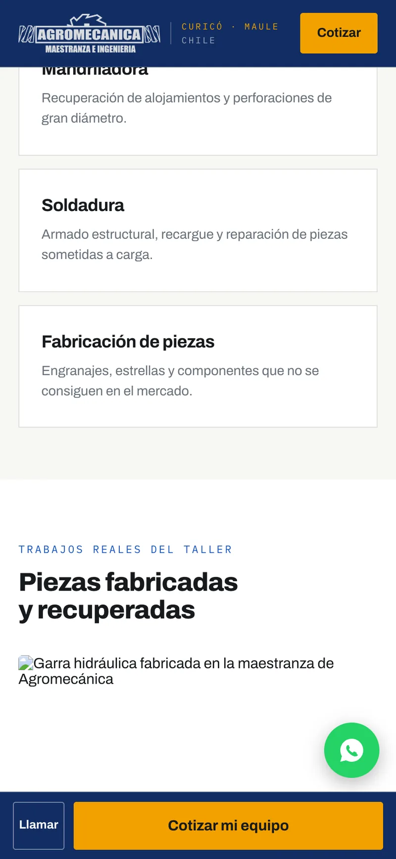 Pantalla adicional del sistema de Agromecánica