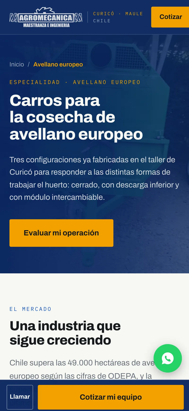 Pantalla adicional del sistema de Agromecánica