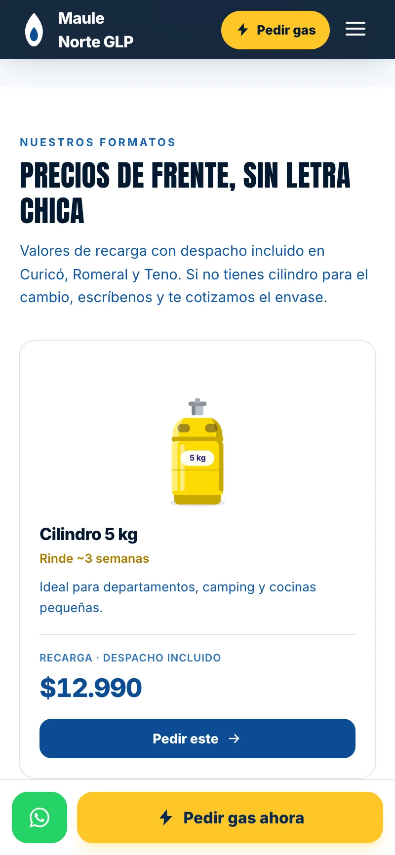 Pantalla adicional del sistema de Maule Norte GLP