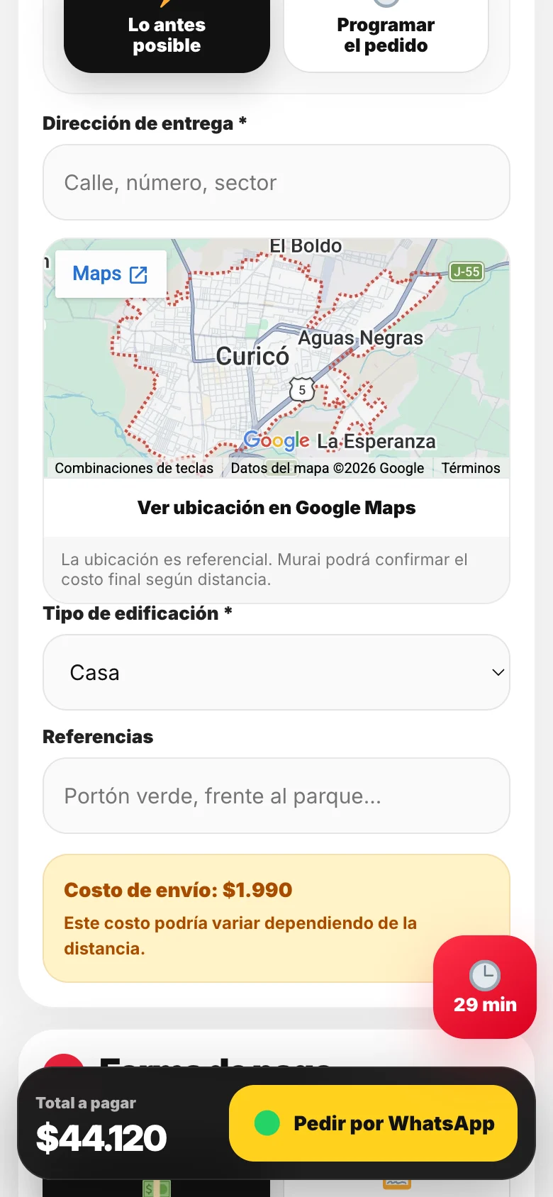 Pantalla adicional del sistema de Murai