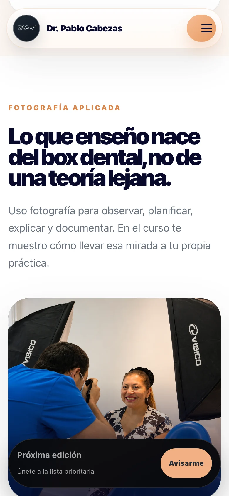 Pantalla adicional del sistema de Pablo Cabezas Odontólogo
