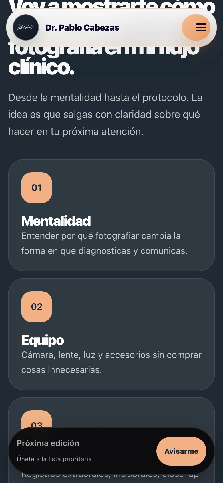 Pantalla adicional del sistema de Pablo Cabezas Odontólogo