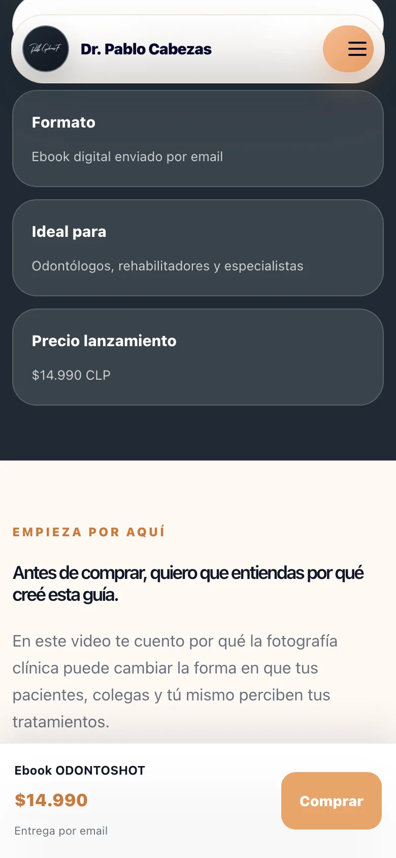 Pantalla adicional del sistema de Pablo Cabezas Odontólogo