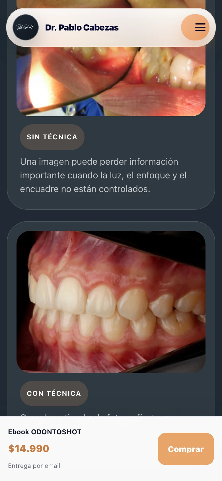 Pantalla adicional del sistema de Pablo Cabezas Odontólogo