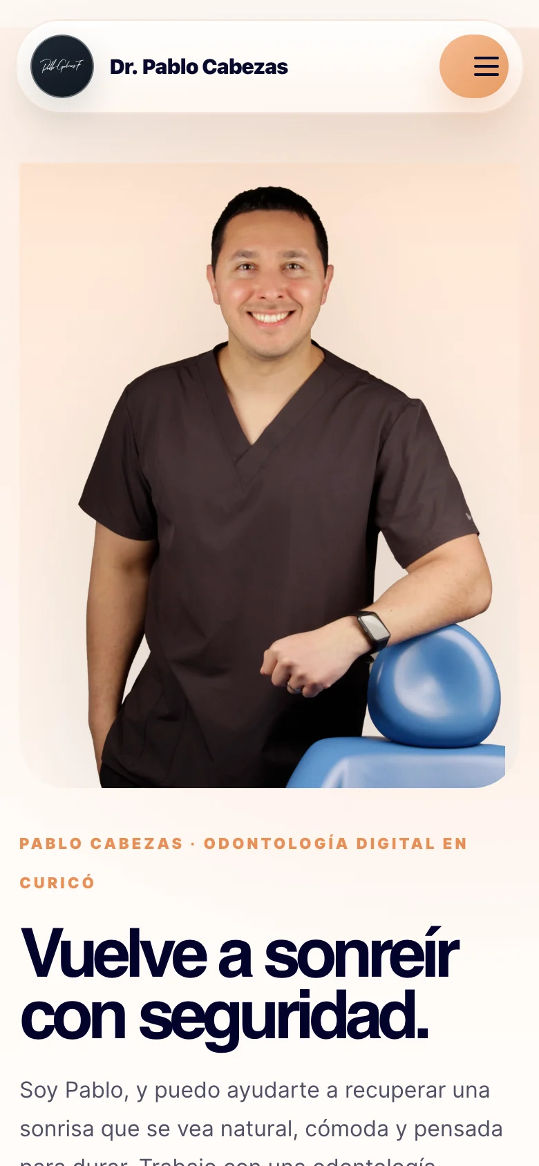 Pantalla del sistema de Pablo Cabezas Odontólogo