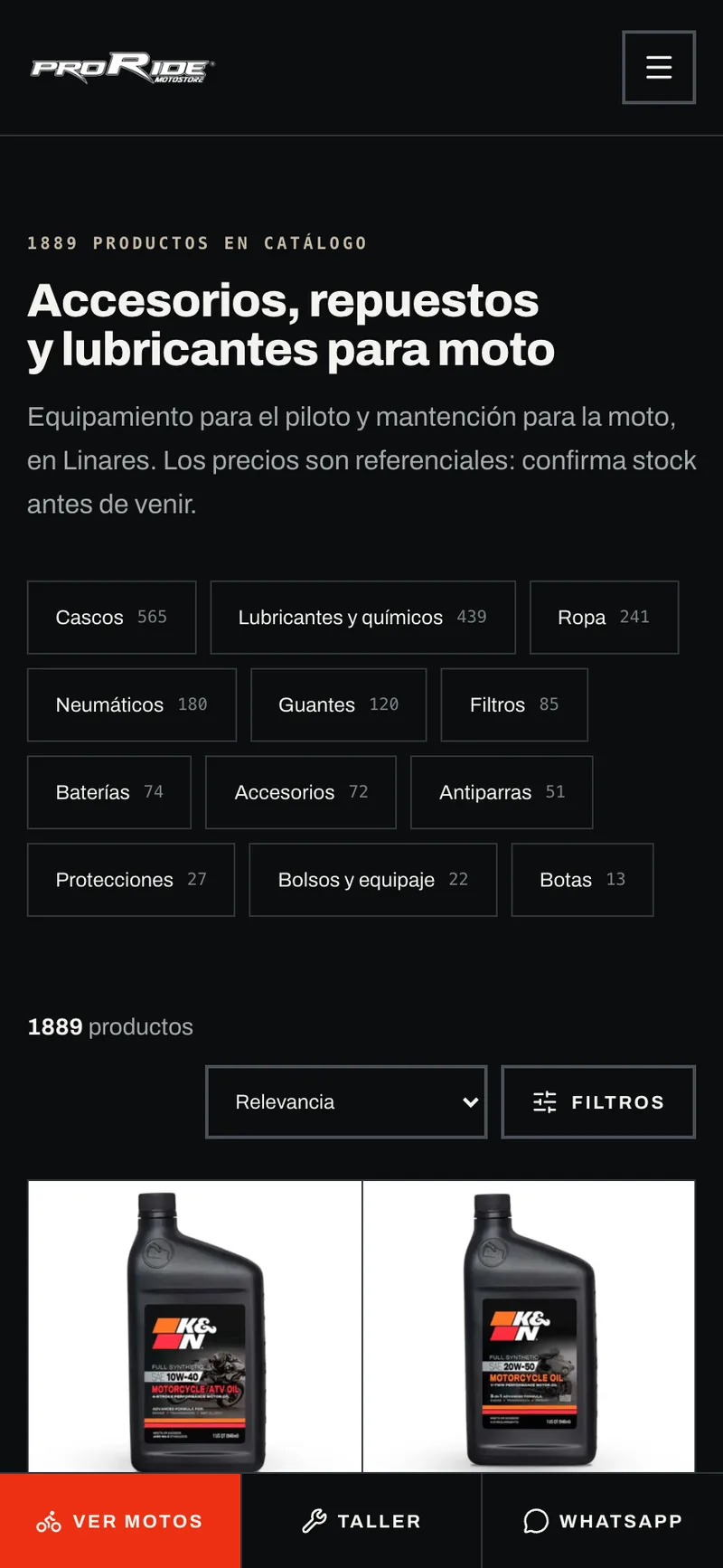 Pantalla adicional del sistema de Proride