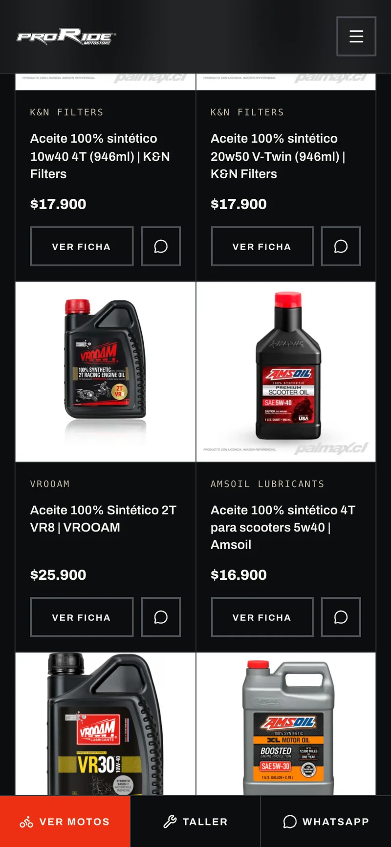 Pantalla del sistema de Proride