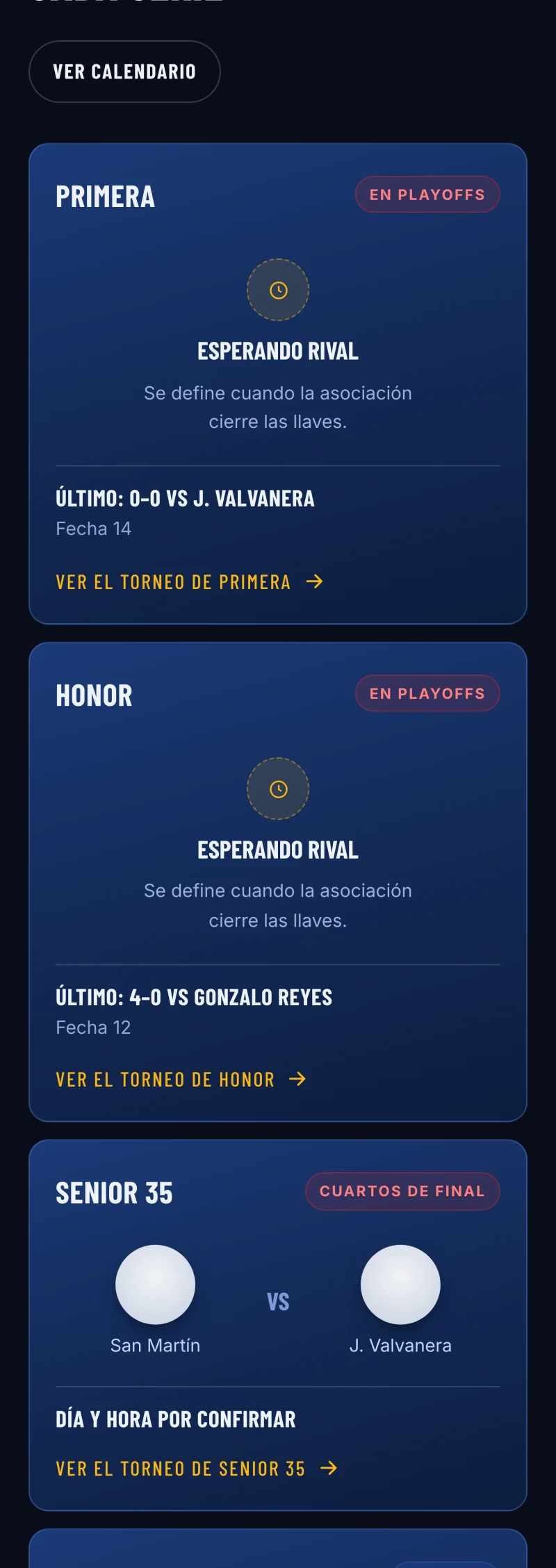 Pantalla adicional del sistema de Club Deportivo San Martín de Curicó